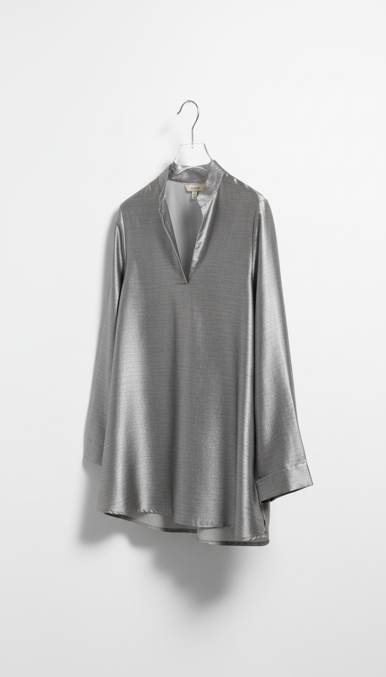 Brushed Silver Silk Blouse
